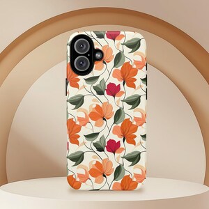 Funda rígida estampada con diseño de flores otoñales, funda protectora para teléfono, estampado de hojas otoñales, carcasa rígida para teléfono, diseño de hojas