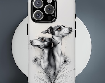 Whippet Dog Phone Case: Elegant Floral Design, Sleek Canine Art
