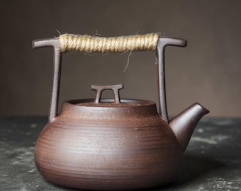 Rustic Ceramic Teapot, Vintage Style Tea Pot for Loose Leaf Tea, Minimalist Teaware, Home Tea Brewing Pot, Tea Lover Gift, Tea Essentials