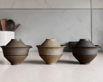 Travel Tea Set with Teapot Two Cups, Stoneware Gaiwan Tea Set, Portable Tea Set, Minimalist Gongfu Tea Set, Tea Gift Set, Tea Essentials