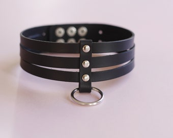 Handmade Black Genuine Leather choker/collar 30 mm width