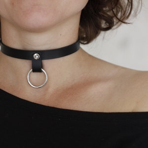 Black Leather choker O ring choker Handmade unique choker