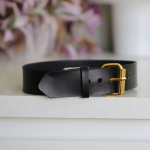 Handmade Black Leather O ring choker Collar Necklace / BDSM collar with chain leash / Pet play / Slave choker / Unisex image 4
