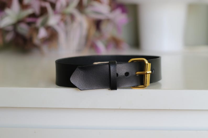 Handmade Black Leather O ring choker Collar Necklace / BDSM collar with chain leash / Pet play / Slave choker / Unisex image 4