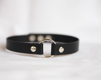 Black Leather Choker O Ring Choker Handmade Unique Choker - Etsy