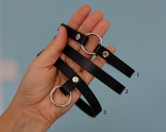 Handmade Black Leather choker/ O ring choker /leather collar/ Buy one get one half price
