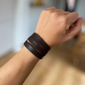 Handmade Leather bracelet three strings bracelet Unisex Leather Cuff Custom Size Available