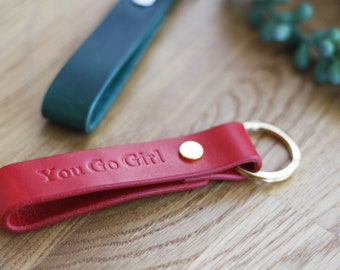 Handmade natural leather key fob Key holder Handmade leather loop keychain Personalised