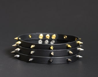 Handmade Genuine Leather choker with spikes