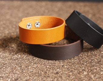 Handmade Leather bracelet/ Unisex cuff style bracelet/ wristband/ 20mm width