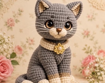 PDF Crochet Pattern – Cat Amigurumi Kitten Plush Toy Tutorial, Handmade Stuffed Animal DIY Guide, Instant Digital Download