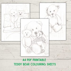Hand-Drawn Teddy Bear Printables | PDF Download | 9 Pages to Paint & Colour | Instant Download
