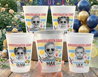 Kindergarten Senior 2026 Custom Photo Graduation Cups Personalized Frosted Plastic Drinkware Class of 2026 Party Favors, Graduation Gift Cup