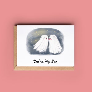 Cute Ghosts Valentine's Card - Funny Valentine Card - spooky sheet ghosties "you're my boo" goth Valentine's card / partner birthday card