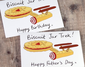 Funny Star Trek Birthday Card: Biscuit Jar Trek