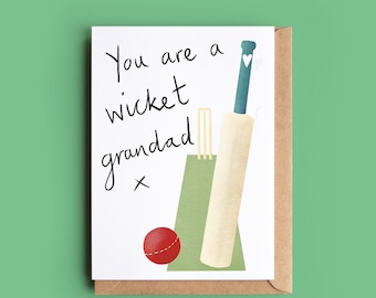 Cricket Pun Father's Day Card: Wicket Dad, Daddy, Grandad