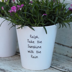 Rainbow Personalised Plant Pot 'Rain or Shine' Grow your own gift for budding gardeners kids gardening gift home schooling gift image 4
