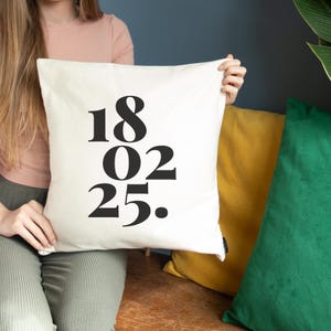 Personalized Date Cushion – Monochrome Wedding Anniversary Gift