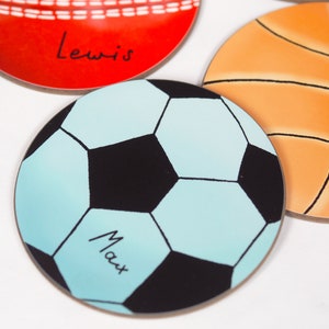 Personalised Coaster Sports Balls Coaster Football, cricket, tennis or basketball. The perfect gift for sports fans Add any name image 3