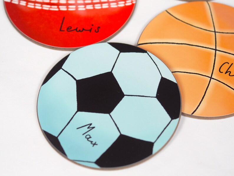 Personalised Coaster Sports Balls Coaster Football, cricket, tennis or basketball. The perfect gift for sports fans Add any name image 3