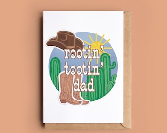 Cowboy Card for Father's Day or his Birthday, let Dad know he's ROOTIN' TOOTIN' with our Western style funny fathers day card