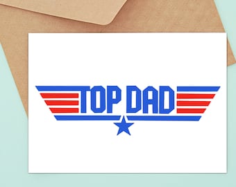 Funny Top Dad Card - movie inspired card for dads - retro eighties card - film buff father's day card - best dad birthday card