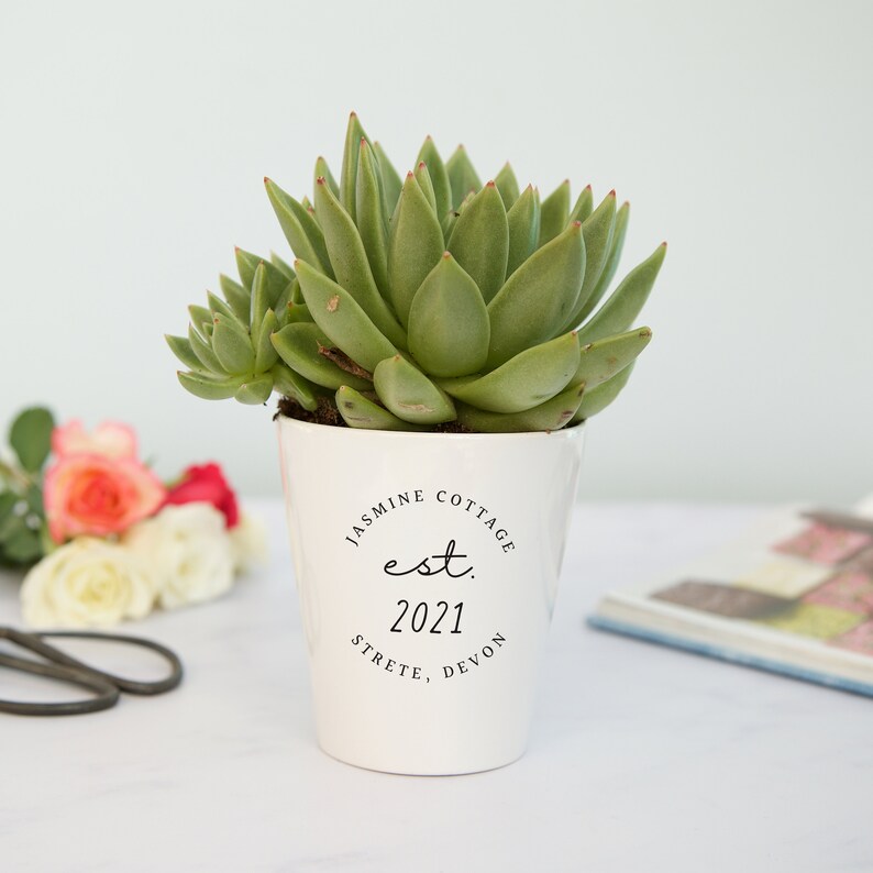 New Home Plant Pot Est Year Personalised Housewarming Gift image 2