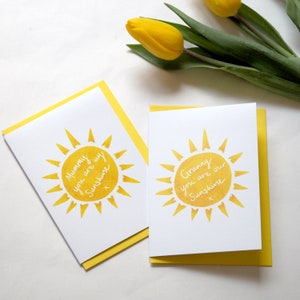 You are my / our sunshine Mother's Day Card for Mummy, Granny or Nanny. Can be personalised inside. Birthday cards for grandmother or mother