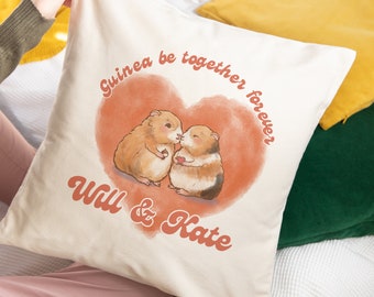 Personalised Guinea Pigs Cushion - Couples Names Gift  - Cosy Personalised Wedding Present - anniversary / engagement / Valentine's pillow