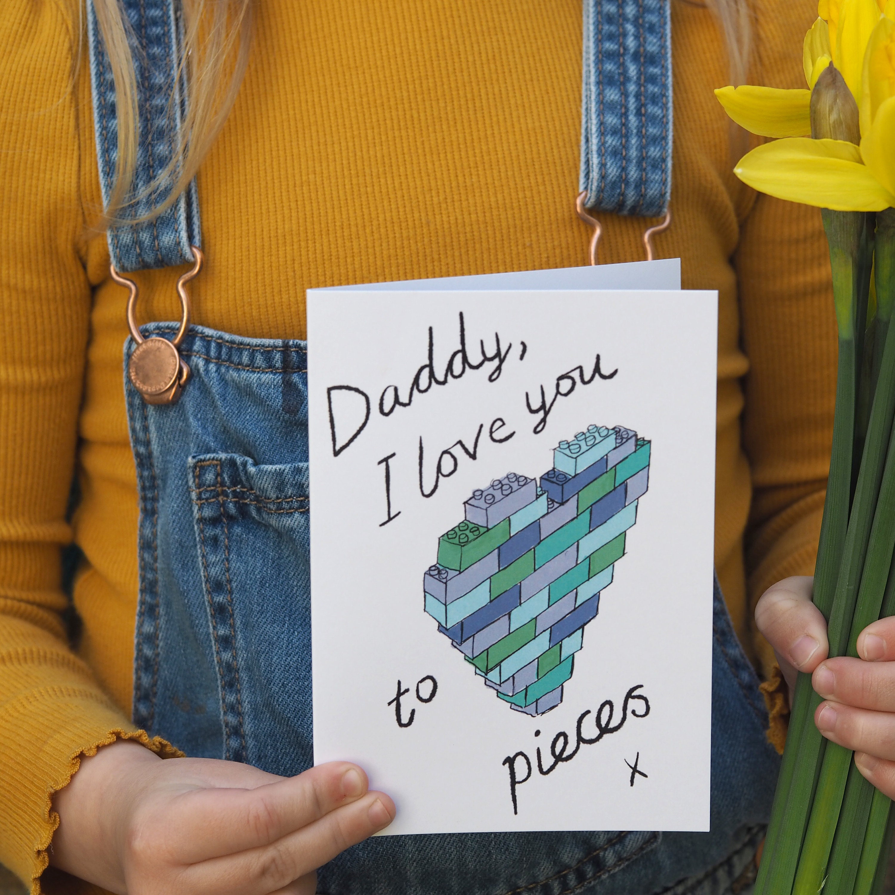 I Love You to Pieces Lego Heart Card for Dad or Daddy 