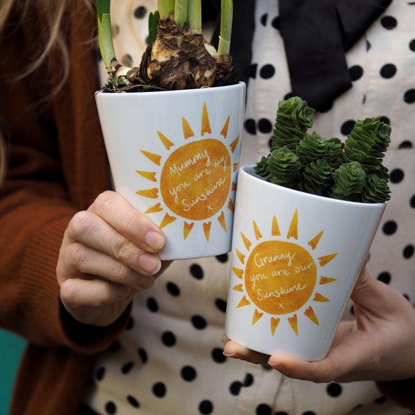 You are my / our sunshine - Plant pot Gift for Mother's Day or Birthdays - indoor planter for Mummy, Granny, or Nanny - home or office gift