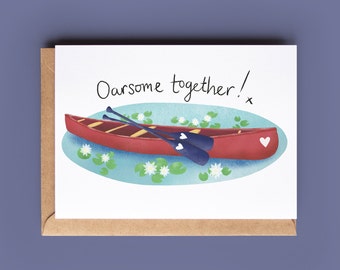 Canoe Anniversary Card 'Oarsome Together! x' - Valentine Card for partner - Personalise inside and send direct