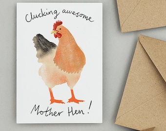 Clucking Awesome Mother Hen Mother's Day Card - Funny Mother's Day Cards and Alternative Birthday Cards by so close studio.