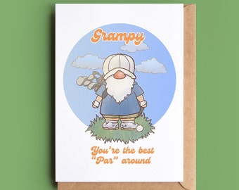 Personalised Golfing Gonk Father's Day Card or birthday card for him "Best par around" - Golf enthusiast gift card - Card for best golfers