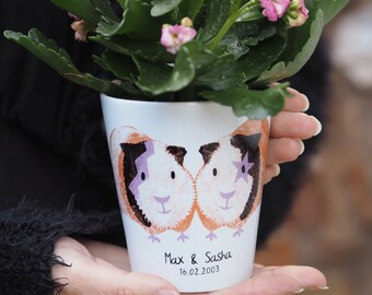 Personalized Guinea Pig Plant Pot – Couple Gift, Custom Names