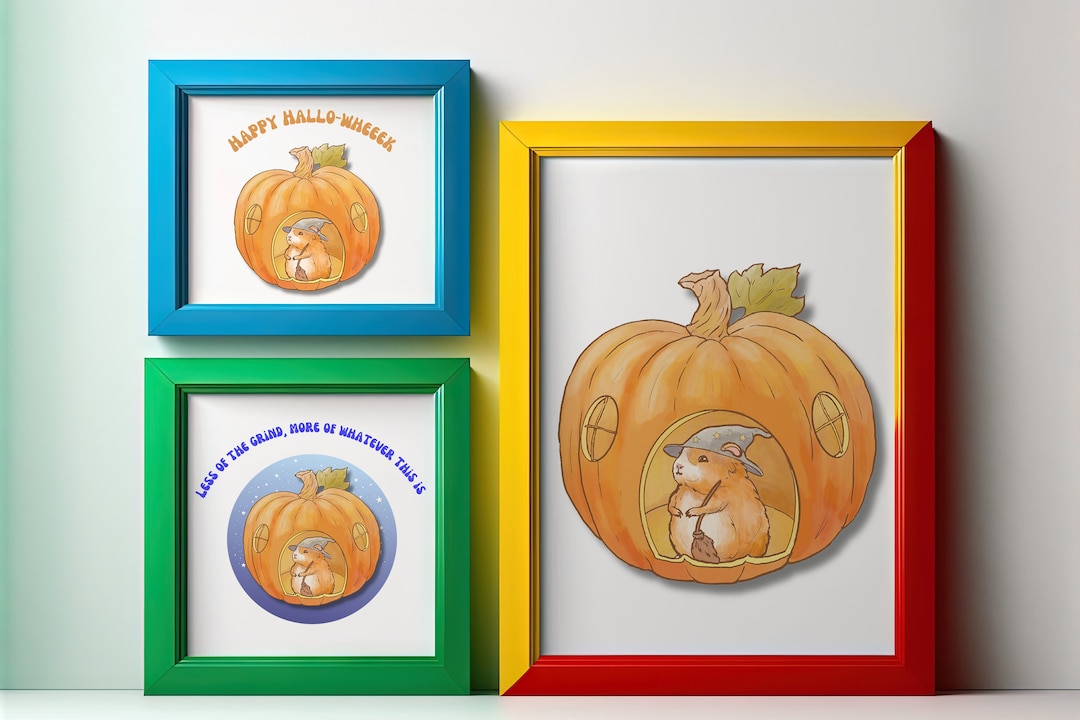 Guinea Pig Pumpkin House Wall Art Print Choice of Slogans Etsy