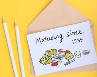 Cheesy Birthday Card: "Maturing Since" Personalized Year Card