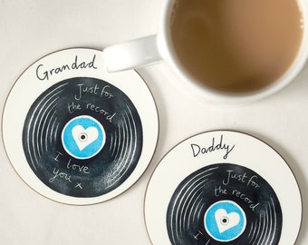 Vinyl record coaster for Daddy, Dad or Grandad - Father's day gift - Best grandad Christmas gift - funny Dad gift - best Daddy music gift
