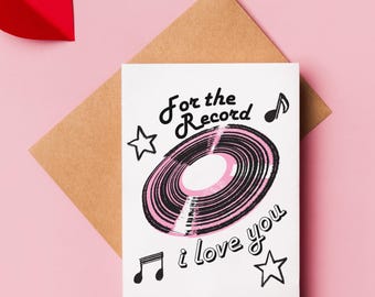 Vinyl Record Love Card: Music Fan Anniversary Valentine's Day Card