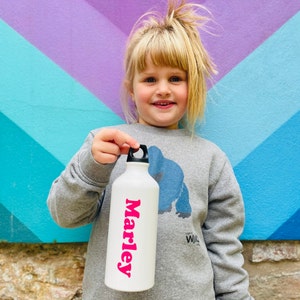 Personalized Water Bottle: Typographic Sports Bottle, Custom Name