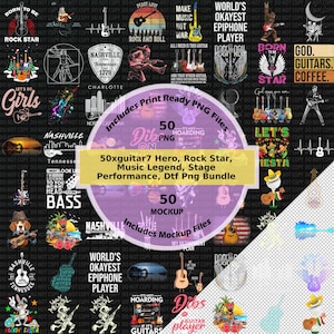 50x guitar 7 Hero, Rock Star, Music Legend, Stage Performance, Dtf Png Bundle, DTF Png, Sublimation Bundles, Digital Downloads