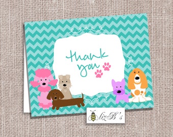 Printable Dog Note Card, Thank You Notes, Digital Download Stationery, Dog Lover Notecard