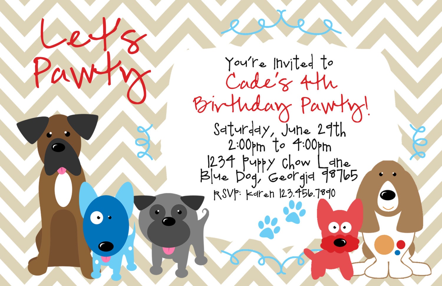 For the Boy's Dog Birthday Party Invitations Etsy