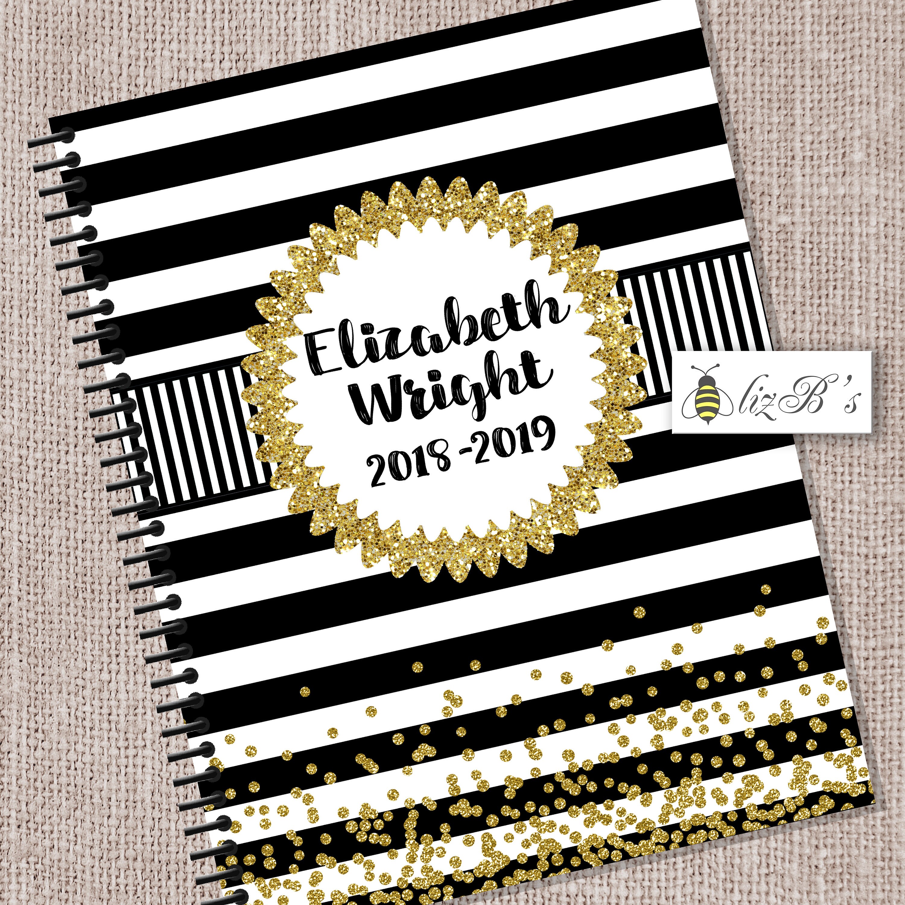 Gold Glitter & Black Planner // Daily Planner w/Appointment Etsy