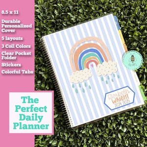 2026 Custom Daily Planner, 2025-2026 Personalized Planner, 8.5 x 11 Printed Customized Planner, Planner with Pockets, Large Calendar rainbow