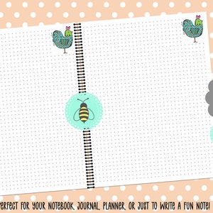 Dot Grid Paper for Journal or Notebook, Instant Download Printable Paper, Cute chicken paper, digital paper, print your own planner, planner