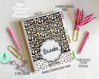 2026 Daily Planner in Leopard & Gold, Personalized Leopard Print Planner , Custom Calendar, Customizable Month