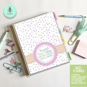 2025-2026 Personalized Daily Planner in Pastel Dots |  | Custom Daily Calendar |  Weekly Planner | 2 Page Month