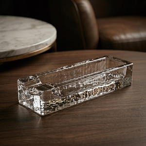 Schlanker Zigarrenaschenbecher aus Kristall - Langer rechteckiger Glasaschenbecher - Handgefertigtes modernes Rauchzubehör - 1,7 Pfund schweres Geschenk für Männer - 20,5 cm