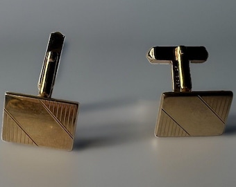 Vintage Swank 1/20 12K GF Cufflinks Gold Filled Rectangle Etched Mid Century